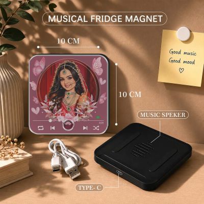 Gift for Bride Personalized Musical Fridge Magnet Custom with Photo & Song Indian Bride Wedding Gift for Sister & Bestie Bridal Shower Gift